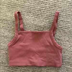 Offline by Aerie Ribbed Square Neck Crop Tank - Rose Mauve size XS